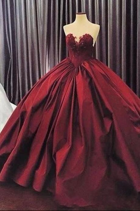 Burgundy Quinceanera Dresses,Puffy Ball Gown Lace Quinceanera Dress ,Long Prom Dress,Party Dress -   15 dress Quinceanera burgundy ideas