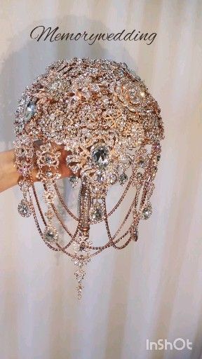 Luxury full jeweled rose gold brooch bouquet by MemoryWedding. Wedding glamour Gatsby crystal bling -   15 wedding Themes 1920s ideas