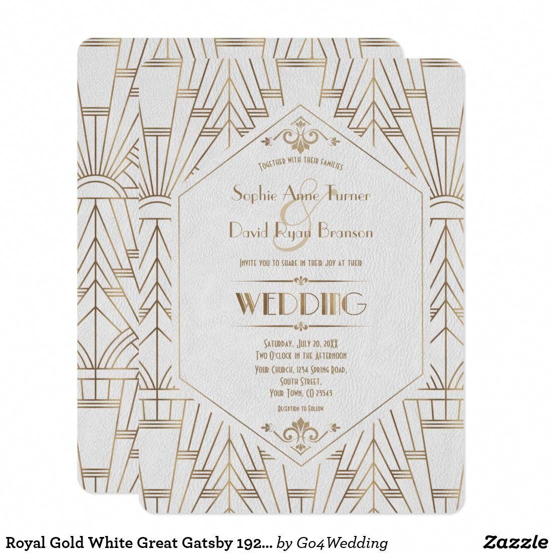 Royal Gold White Great Gatsby 1920s Wedding Invitation | Zazzle.com -   15 wedding Themes 1920s ideas