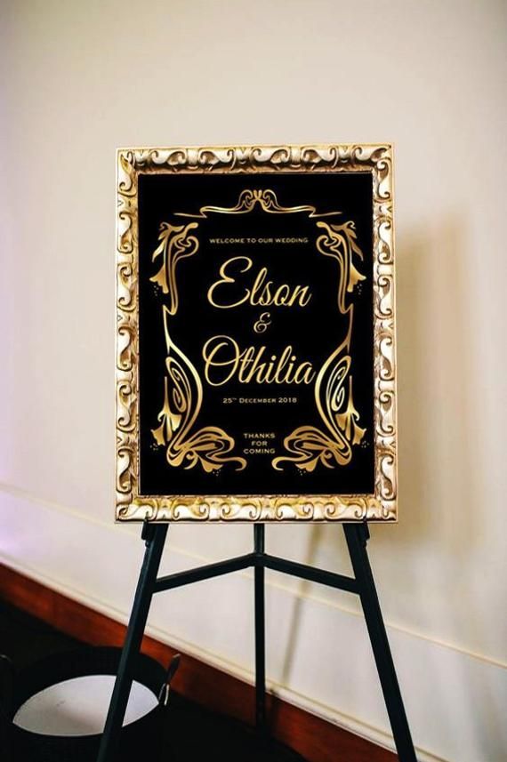 Printable Wedding Welcome Sign,Gold and Black Wedding Signs,Great Gatsby Wedding,Welcome to Our Wedding Sign,Gold Classy Wedding Sign -   15 wedding Themes 1920s ideas
