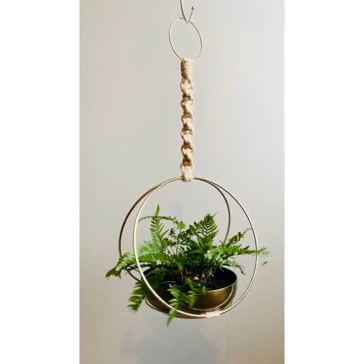 MIDI SANSA Hoop Macram? Plant Hanger//Brass Ring White Black | Etsy -   16 plants Potted holder ideas