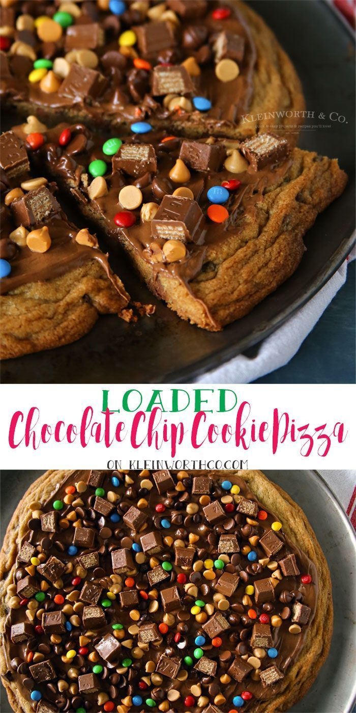 Loaded Chocolate Chip Cookie Pizza - Kleinworth & Co -   17 desserts Photography heavens ideas