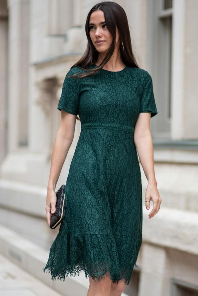 Lace Midi Dress in Emerald -   17 dress Green vintage ideas