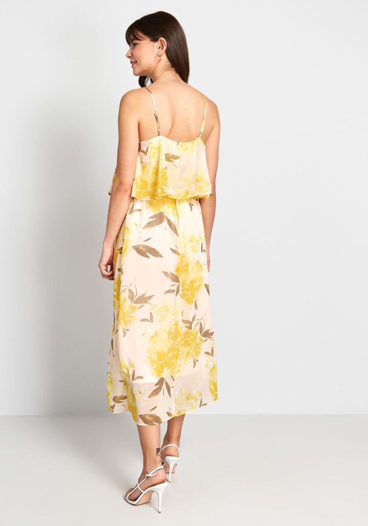 Ready to Flounce Midi Dress -   17 dress Yellow floral ideas
