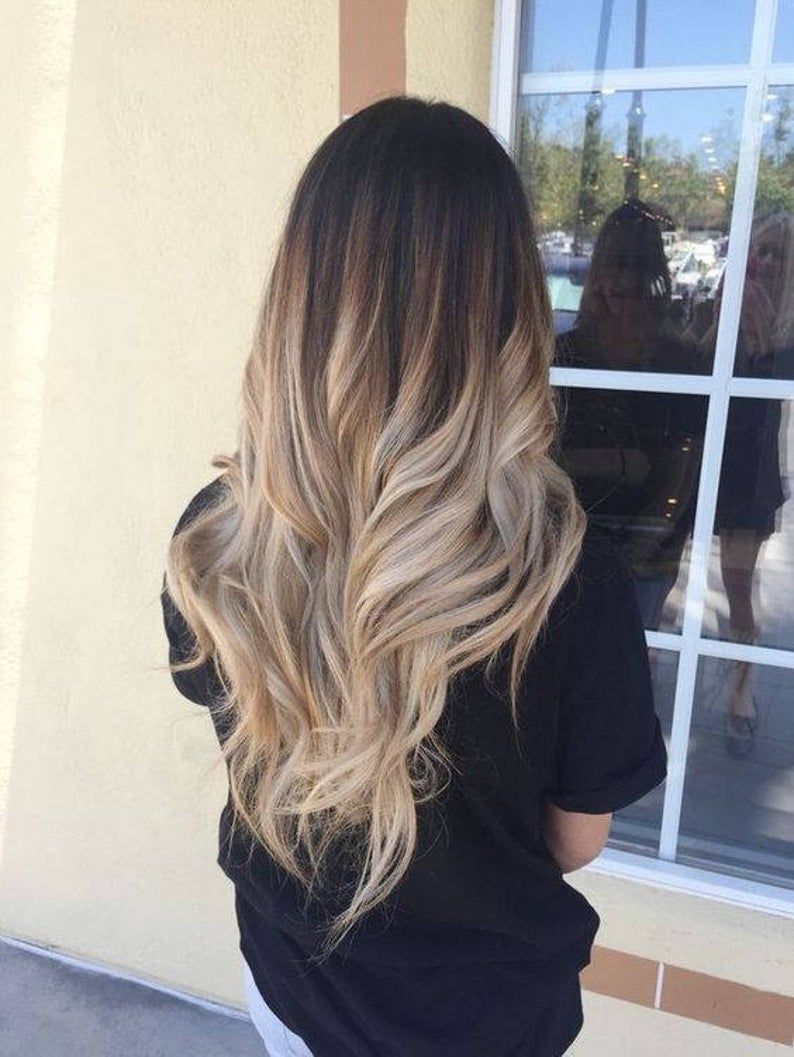 Handmade Bleached Tips, Ombre Hair Extensions, Human Hair, Colored Hair Extension Clip, Hair Wefts, Clip in Hair, Hair Extensions -   17 hair Trends balayage ideas