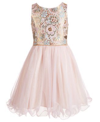 Pink & Violet Big Girls Brocade & Glitter Mesh Dress & Reviews - All Girls' Dresses - Kids - Macy's -   18 cocktail dress For Kids ideas