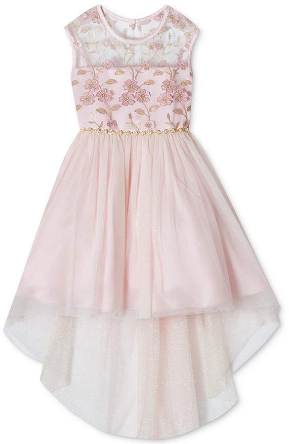 Rare Editions Little Girls Illusion Neck Embroidered High-Low Dress, Created for Macy's & Reviews - All Girls' Dresses - Kids - Macy's -   18 cocktail dress For Kids ideas