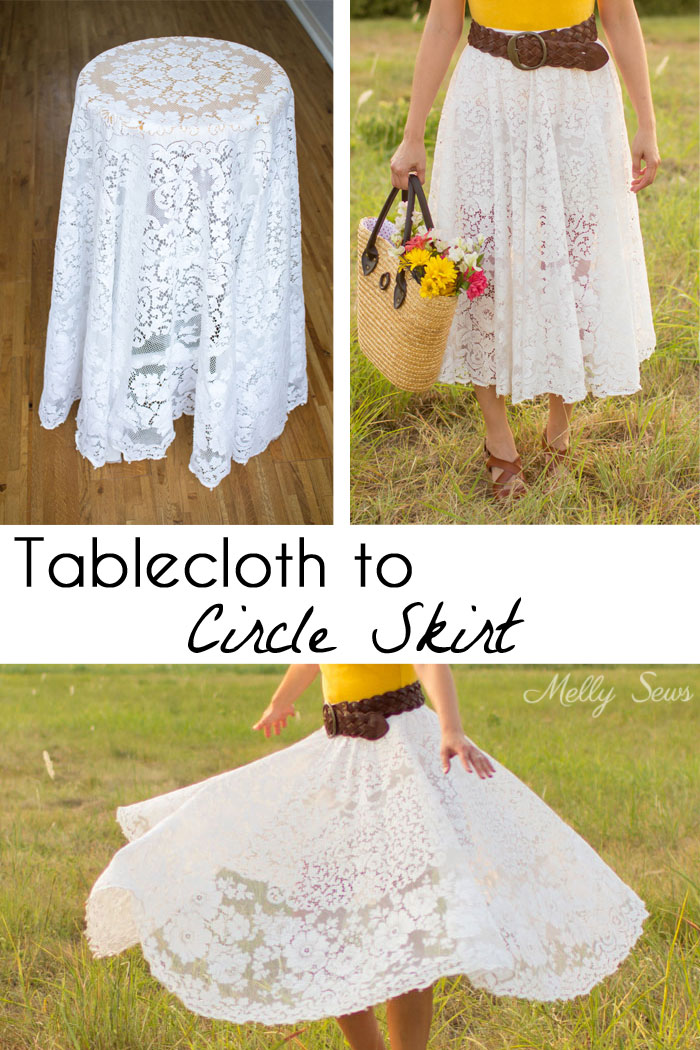 Sustainable Sewing - Tablecloth to Circle Skirt Tutorial - Melly Sews -   18 DIY Clothes Lace sewing projects ideas