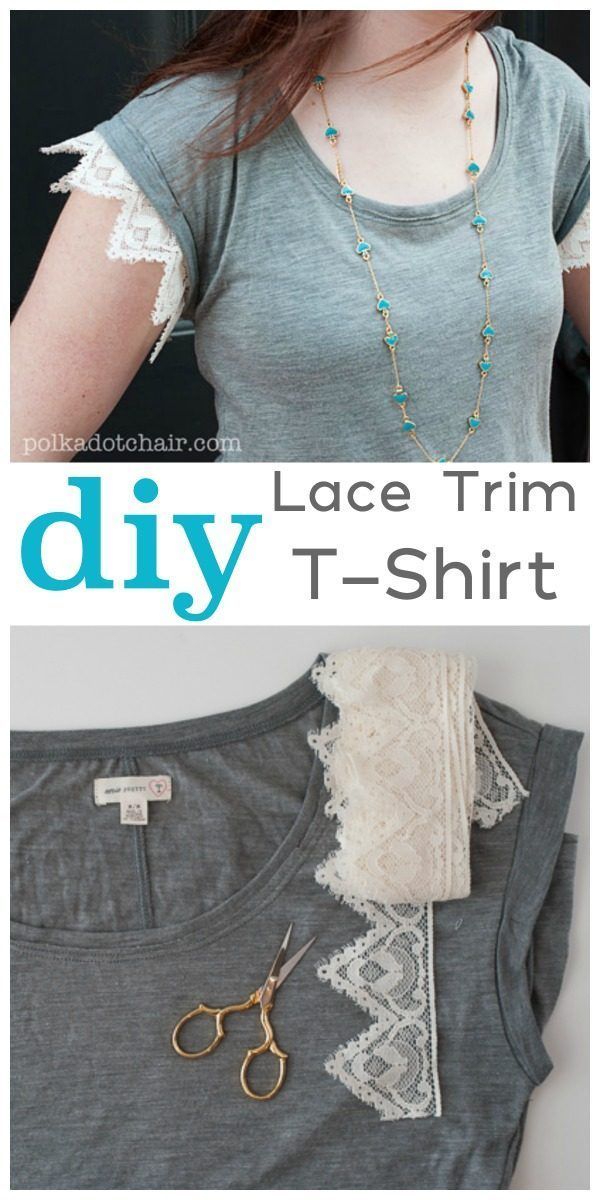 DIY Lace Trim Tee Tutorial -   18 DIY Clothes Lace sewing projects ideas
