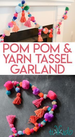 Colorful, Playful Pom Pom and Yarn Tassel Garland Tutorial -   18 diy projects Cute pom poms ideas