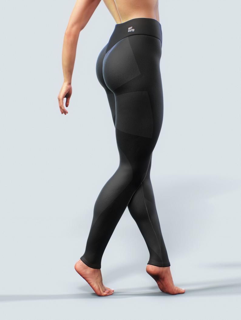 Black Shaping Leggings | High Waisted Slimming Effect Booty Sculpting Workout Tights Women Activewear Yoga Pants Training Fitness Clothing -   18 fitness Women shape ideas