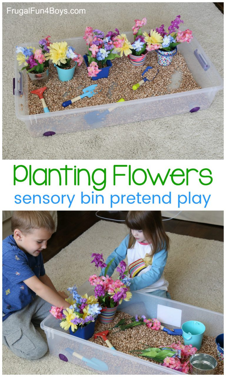 Planting Flowers Sensory Bin - Frugal Fun For Boys and Girls -   18 girl planting Flowers ideas