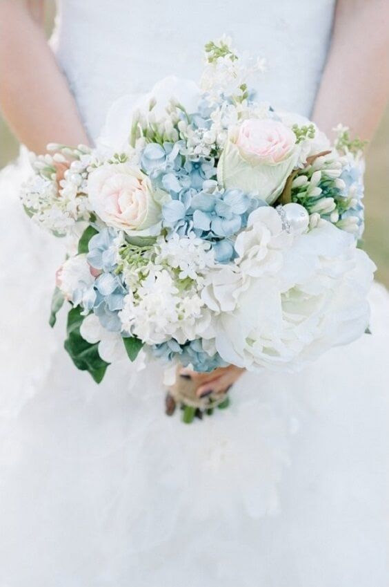 Blue Wedding-Light Blue Bridesmaid Dresses, Ivory and Pastel Pink Bouquets -   19 wedding Blue bouquet ideas