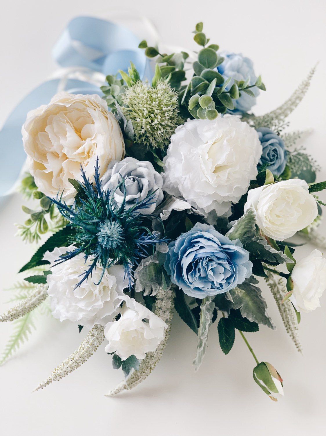 Wedding bouquet, Dusty Blue Bouquet, Bridal Bouquet, Silk flower bouquet, Wedding flowers, Eucalyptus Wedding Bouquet, Peonies bouquet -   19 wedding Blue bouquet ideas