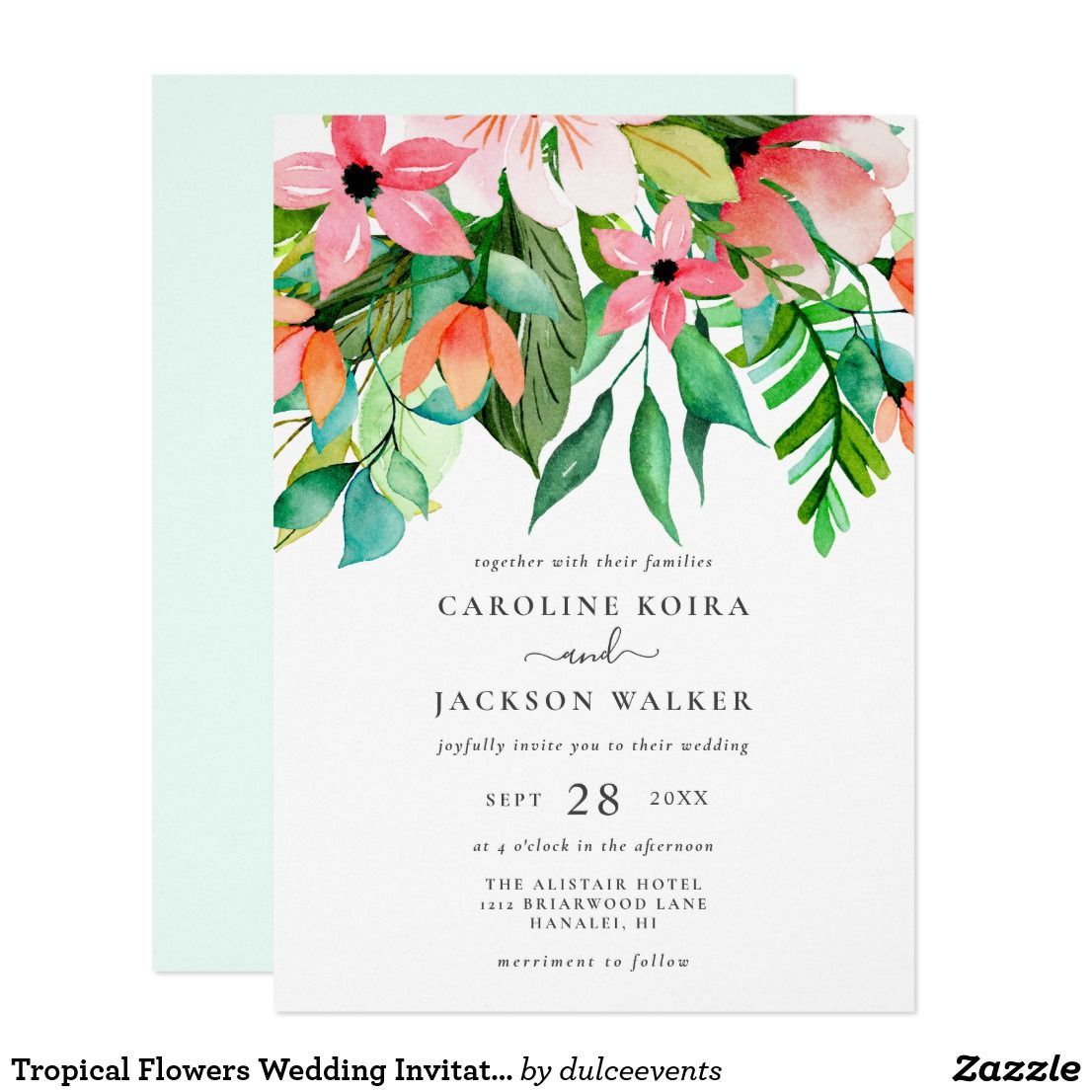 Tropical Flowers Wedding Invitation | Zazzle.com -   19 wedding Invites tropical ideas