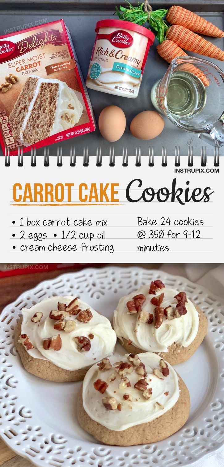 YUMMY!! рџҐ•рџ?‹ Just 4 Ingredients. (Carrot Cake Mix Cookies With Cream Cheese Frosting) -   21 desserts Holiday 4 ingredients ideas