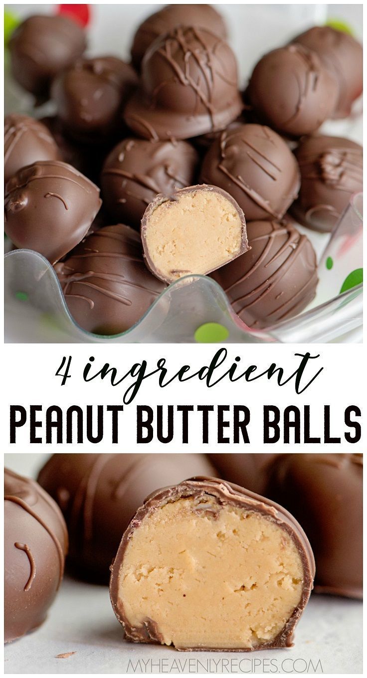 4 Ingredient Peanut Butter Balls (No Bake) -   21 desserts Holiday 4 ingredients ideas