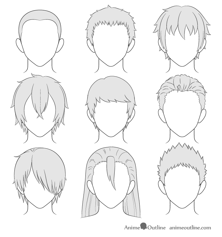 How to Draw Anime Male Hair Step by Step - AnimeOutline -   12 boy hair Drawing ideas