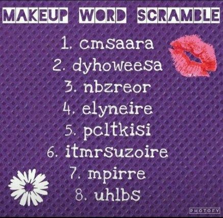 Word Scramble Game -   14 makeup Party games ideas