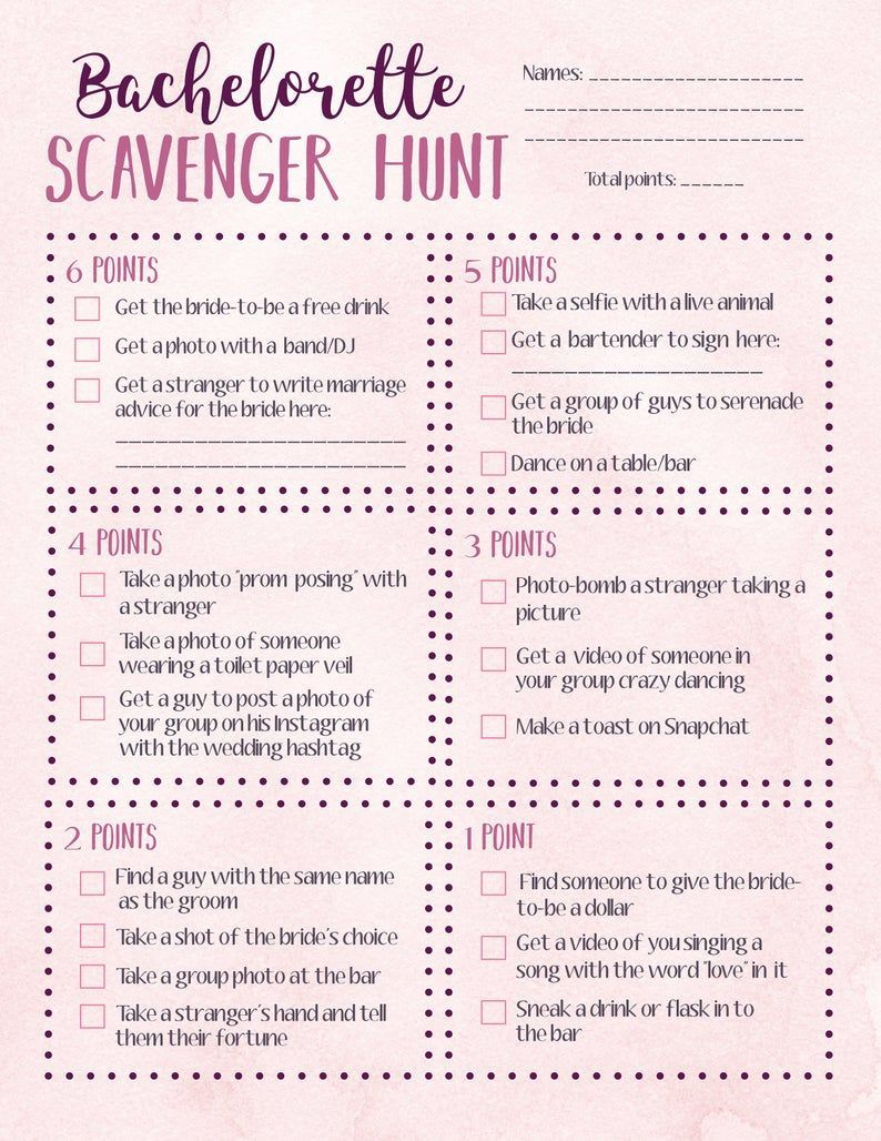 Bachelorette Scavenger Hunt Game  Bachelorette Party Game  | Etsy -   14 makeup Party games ideas