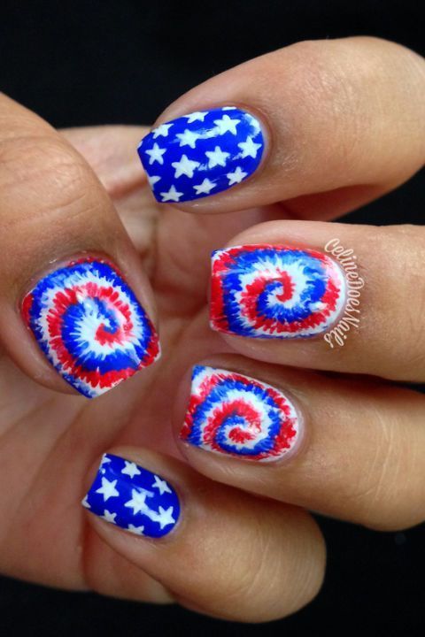 30 Flashing Patriotic 4th of July Fireworks Inspired Nail Art Ideas & Tutorials 2017 -   14 red white and blue nails ideas