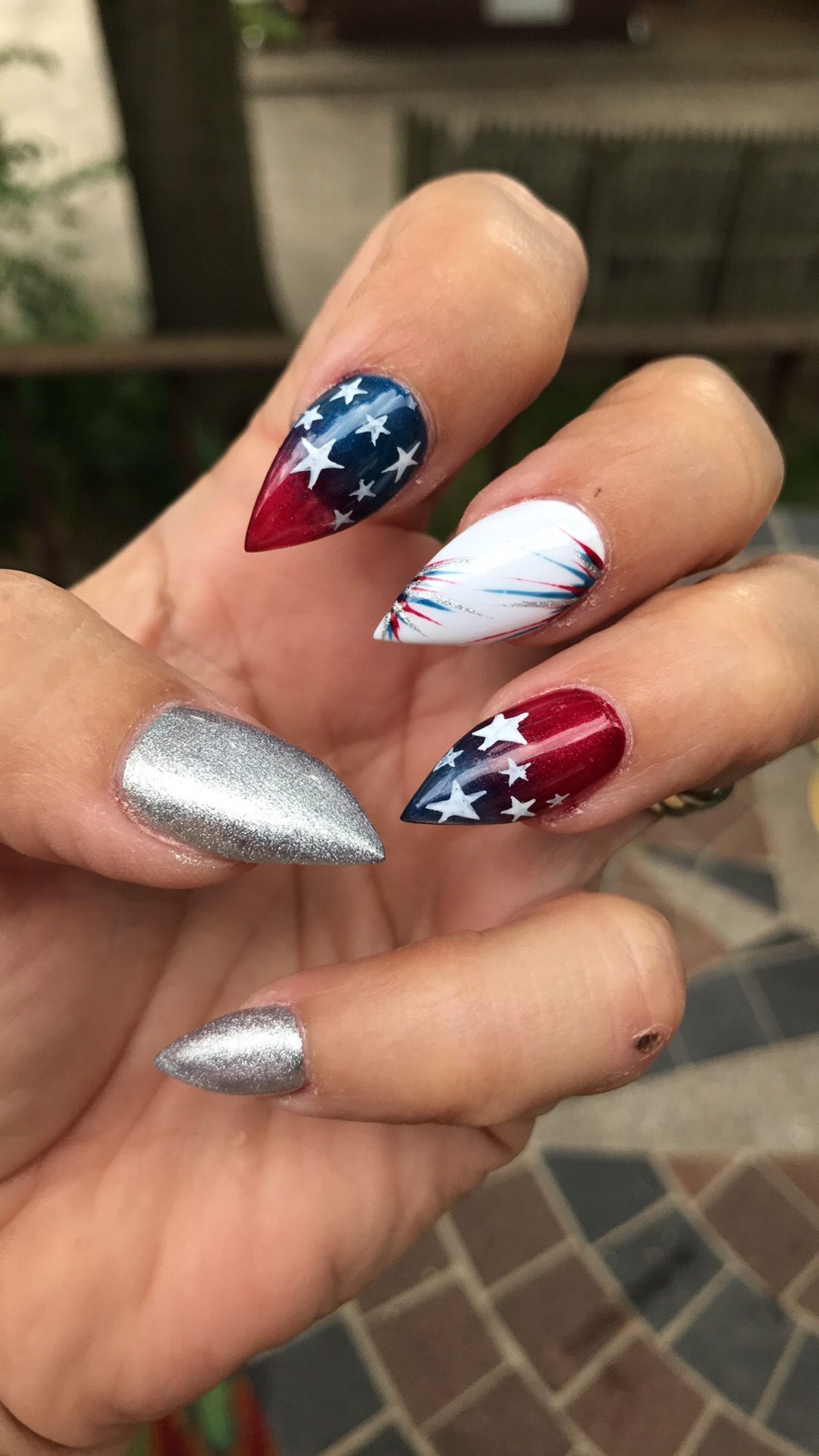 matte nails -   14 red white and blue nails ideas