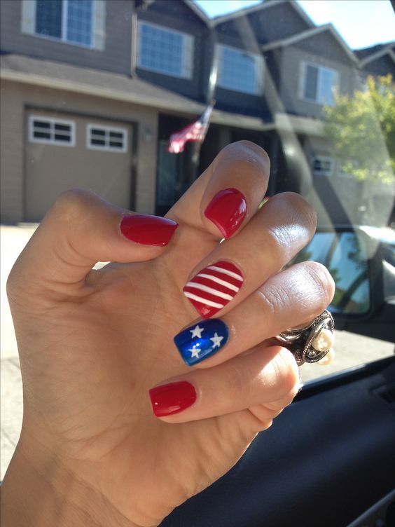 simple 4th of July nail idea -   14 red white and blue nails ideas
