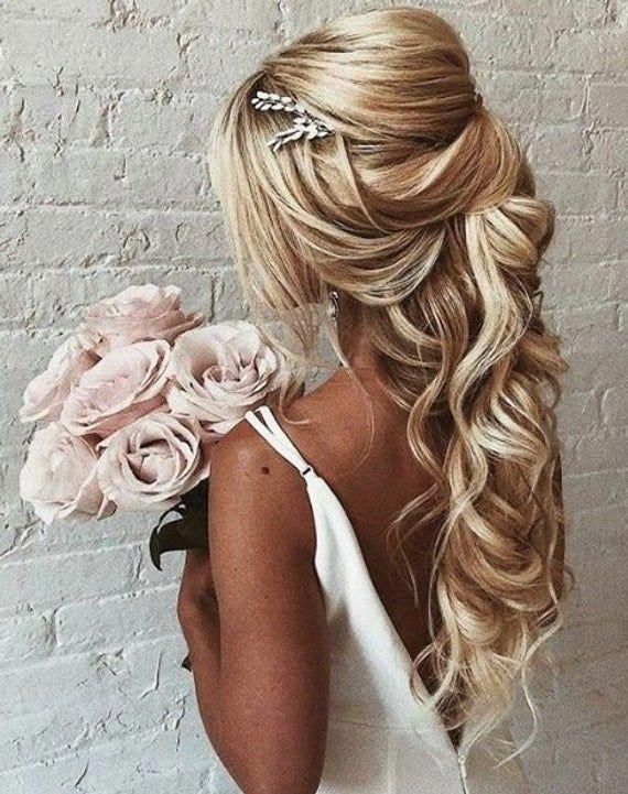 Bridal hair piece Crystal Opal hair comb Blue Opal Bridal hair | Etsy -   15 hairstyles Prom half up ideas