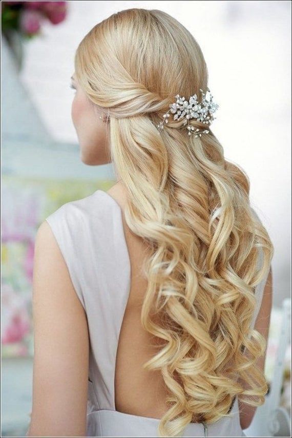 Bridal hair piece Wedding hair piece Bridal hair vine Silver | Etsy -   15 hairstyles Prom half up ideas