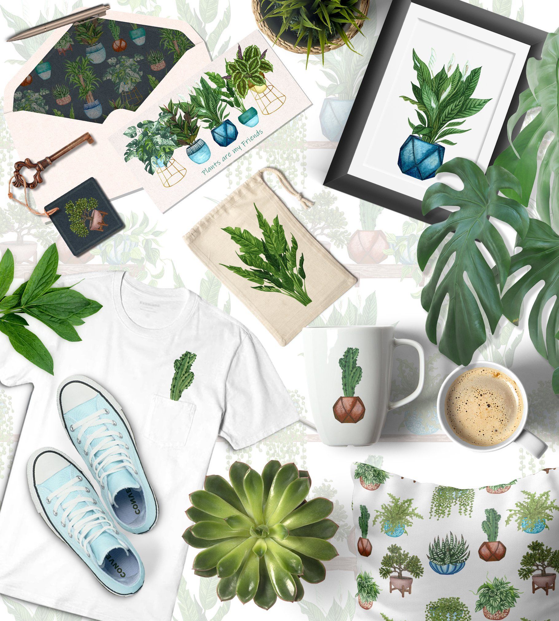 12 House Plants Seamless Patterns PNG (622564) | Patterns | Design Bundles -   15 plants Watercolor pattern ideas