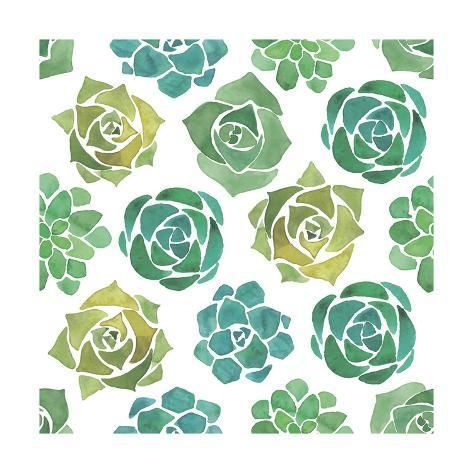 'Watercolor Succulents Seamless Pattern' Art Print - Nadydy | Art.com -   15 plants Watercolor pattern ideas