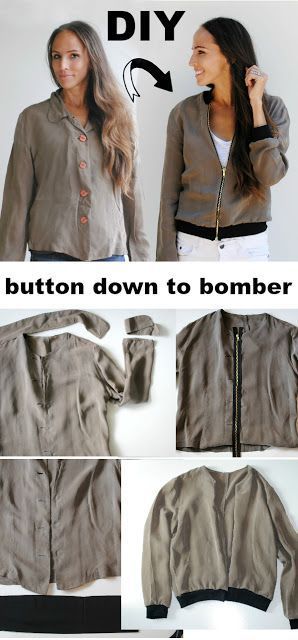DIY: Button Down to Bomber Jacket -   16 DIY Clothes Jacket blazers ideas
