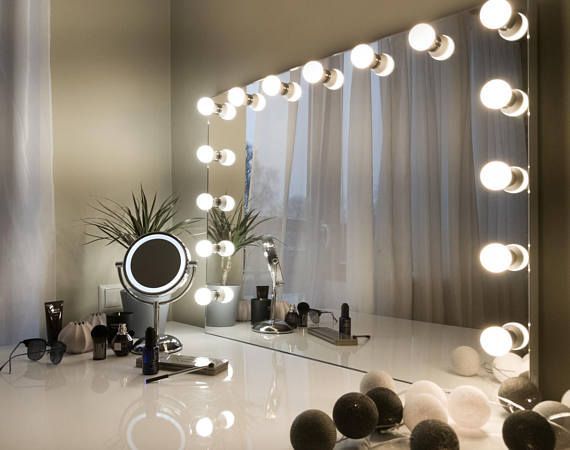 Items similar to Hollywood Vanity Mirror with Lights, XL makeup mirror with lights, illuminated mirror, self standing or wall hanging, bulbs not included on Etsy -   16 makeup For Teens mirror ideas