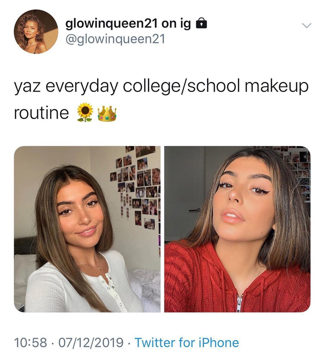 glowin queen| beauty threads on Instagram: “yaz's everyday college/school makeup routine published on 01/09/2019 list of product she uses  follow @glowinqueen21 {me} for more рџ’• -…” -   17 college makeup Everyday ideas