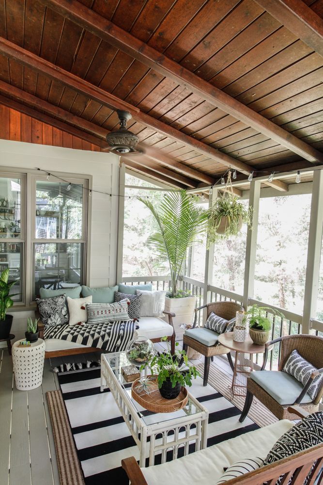 Screen Porch & Outdoor Living Room Makeover | DeeplySouthernHome -   17 garden design House porches ideas