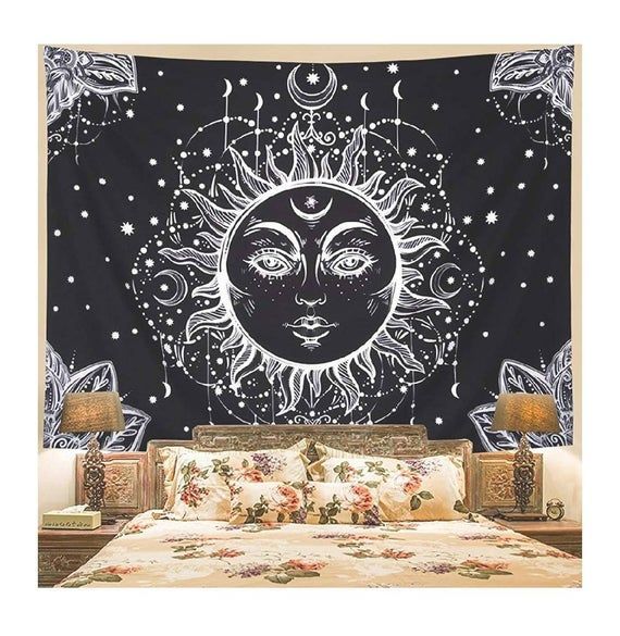 Sun Wall Decor, Celestial Tapestry, Zodiac Decor, Boho Tapestry, Mandala, Wall Hanging, Bohemian Dec -   17 room decor Indie tapestries ideas