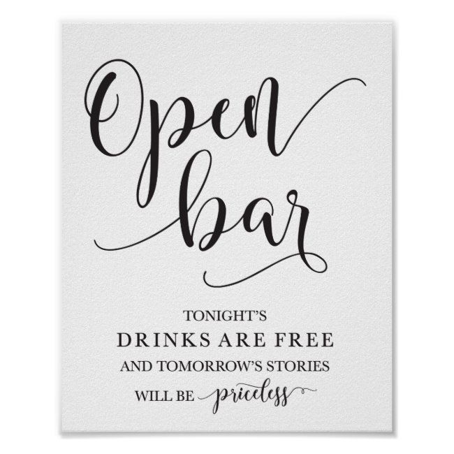 Open Bar Wedding Alcohol Sign | Zazzle.com -   17 wedding Signs alcohol ideas