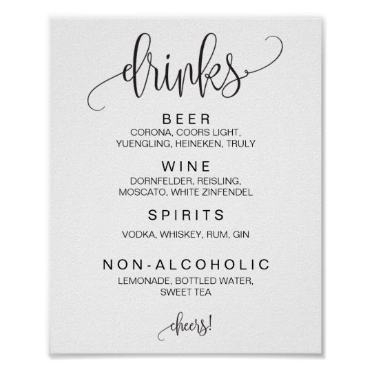 Alcohol Cocktail Drinks Bar Editable Wedding Sign | Zazzle.com -   17 wedding Signs alcohol ideas