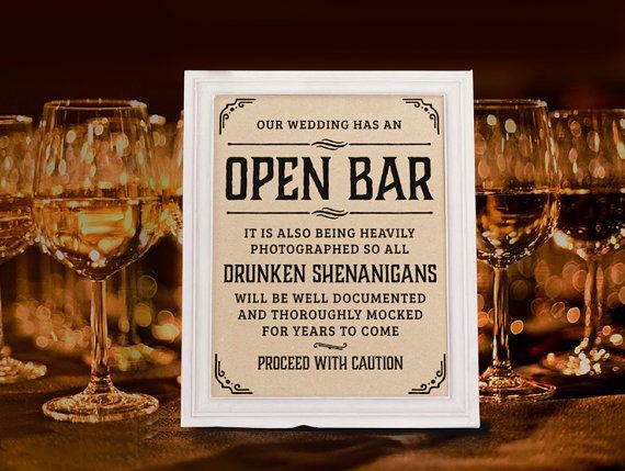 Wedding open bar sign. Rustic wedding decor. Wedding | Etsy -   17 wedding Signs alcohol ideas