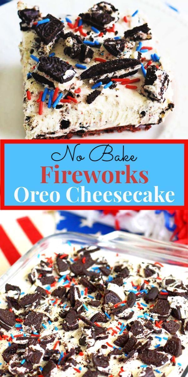 No Bake Fireworks Oreo Cheesecake Bars -   18 4th of july food ideas