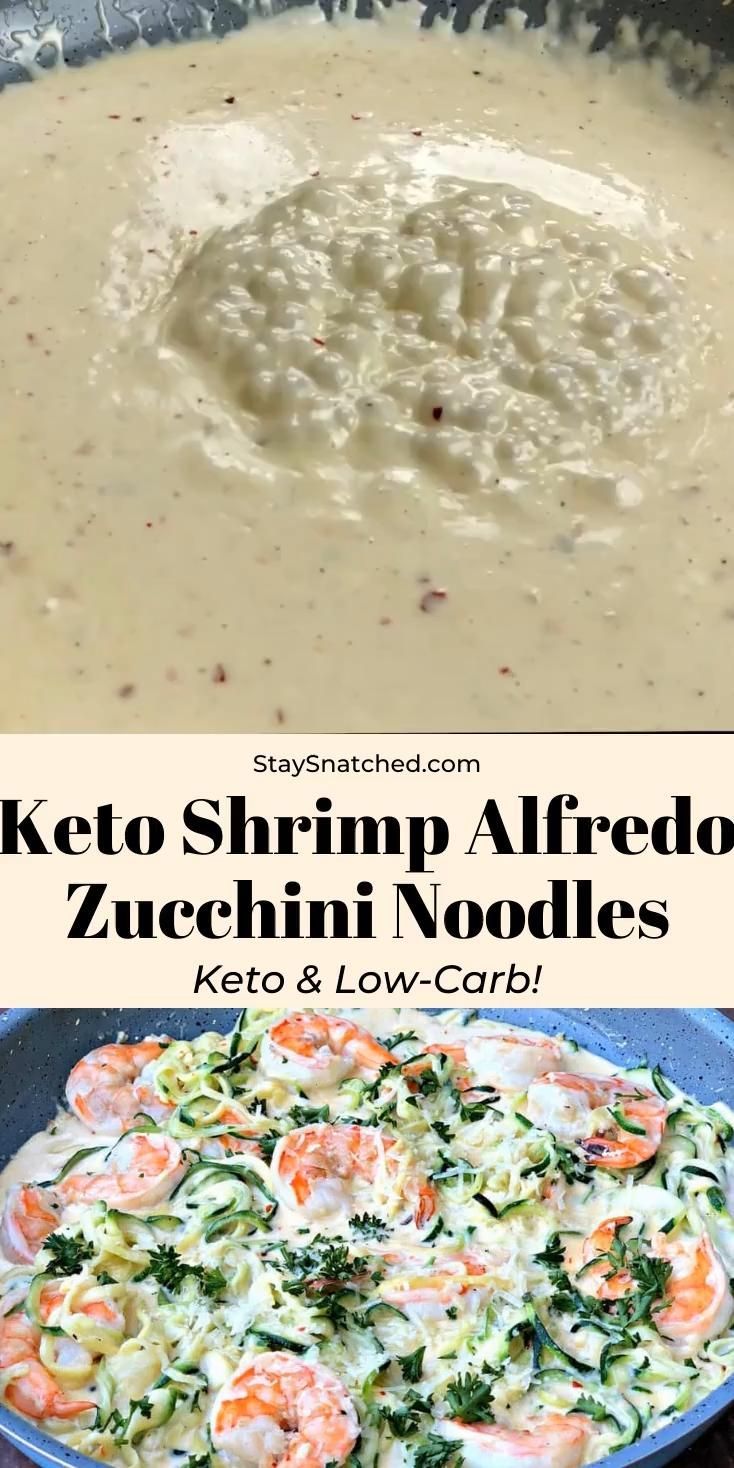 Keto Low-Carb Creamy Garlic Shrimp Alfredo Zucchini Noodles (Zoodles) -   18 diet Low Carb lowcarb ideas