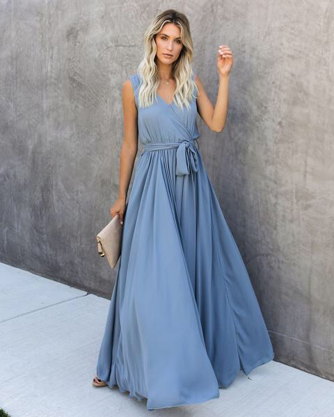 Diana Sleeveless Maxi Dress - Blue Grey -   18 dress Blue etsy ideas
