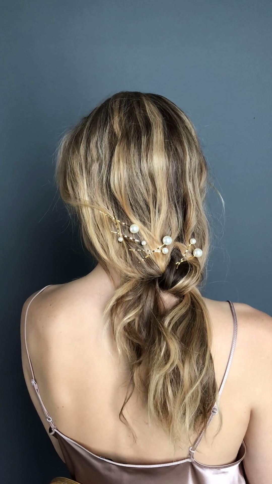 DIY hair: pretty pearl low pony -   18 hair Brunette honey ideas