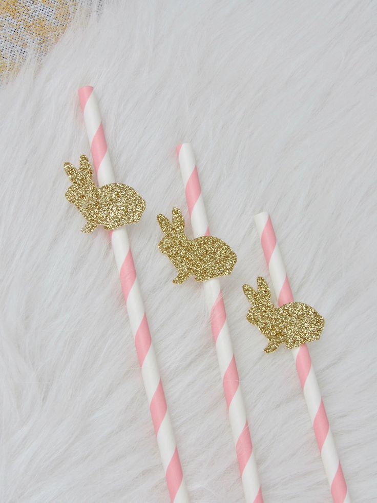 Pink and Gold Bunny Rabbit Party Straws,  Bunny Rabbit Party Decorations, Bunny Rabbit Baby Shower T -   18 holiday Easter baby shower ideas