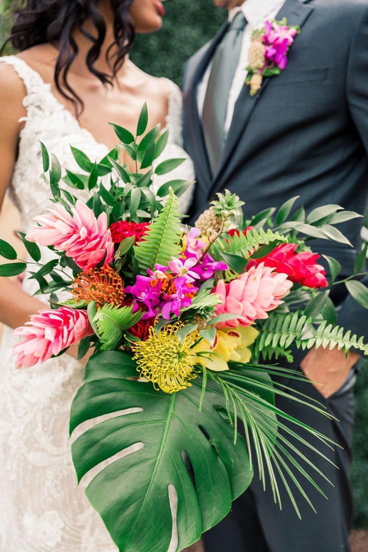 Modern  Colorful Tropical Wedding Inspiration - The Celebration Society -   18 wedding Bouquets tropical ideas