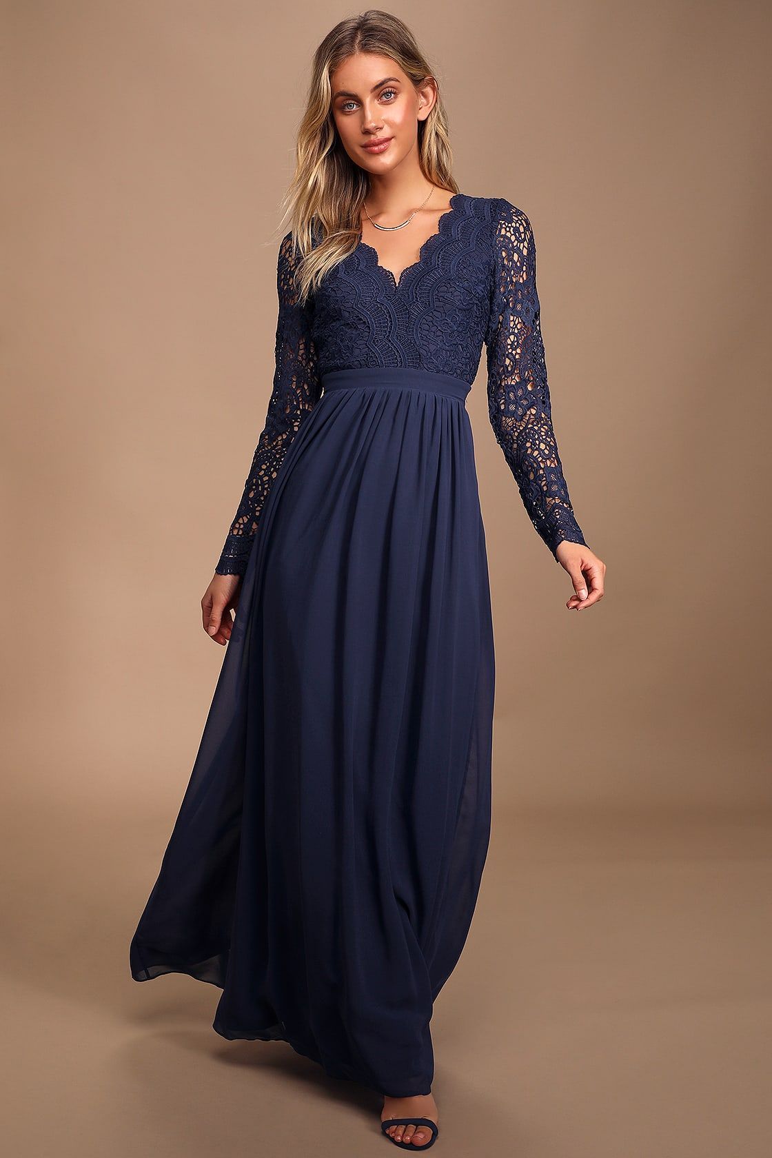 Awaken My Love Navy Blue Long Sleeve Lace Maxi Dress -   19 dress Maxi lace ideas
