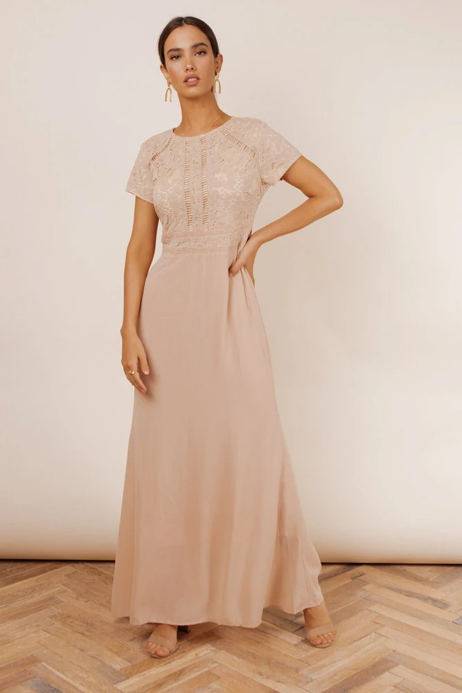 Myla Lace Maxi Dress in Taupe -   19 dress Maxi lace ideas