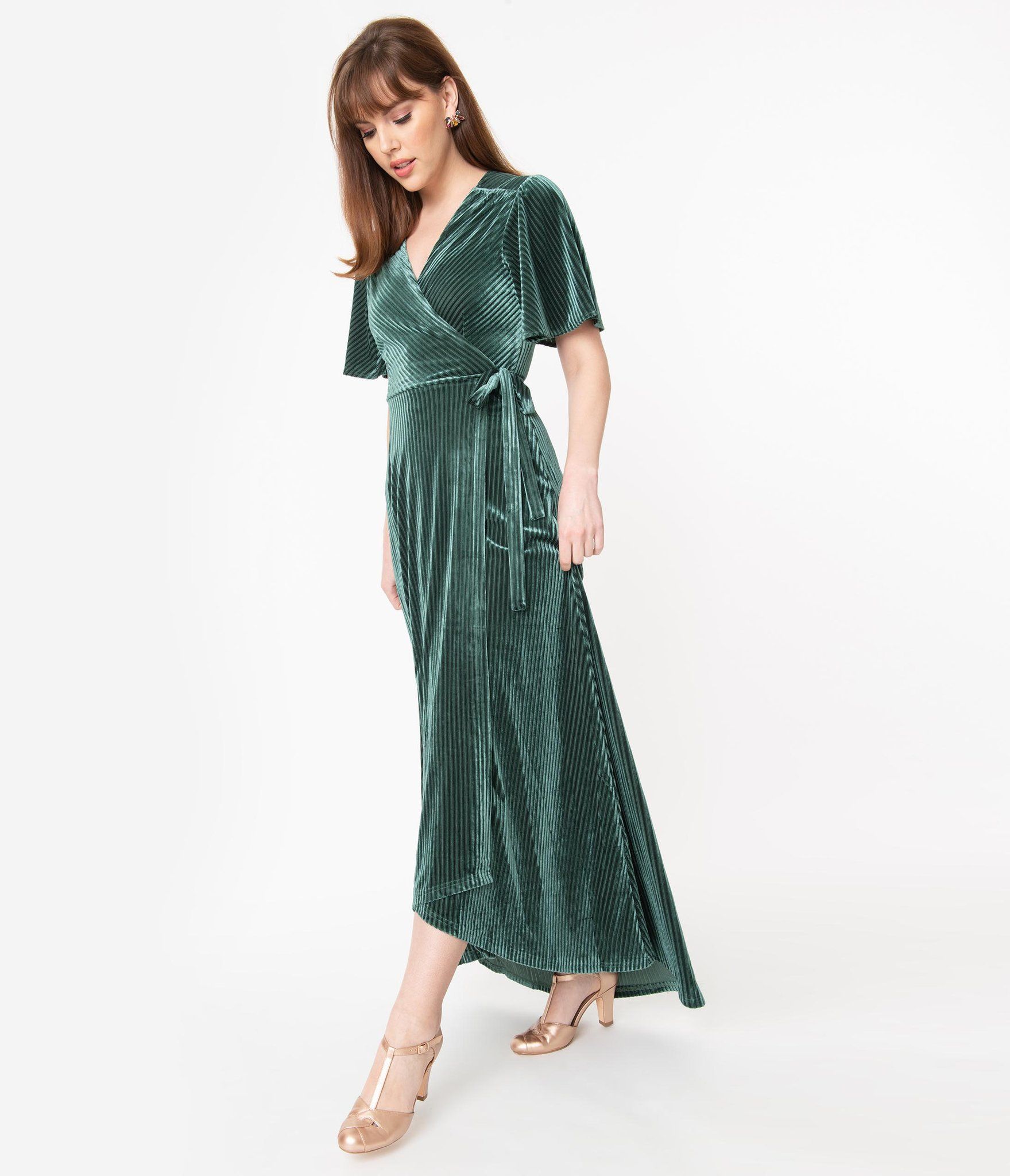 Sage Green Corduroy Velvet Maxi Wrap Dress -   19 dress Maxi lace ideas