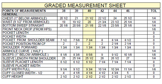 Measurement Grading Rule for Top and Bottom Garments -   19 fabric crafts For Men man shirt ideas