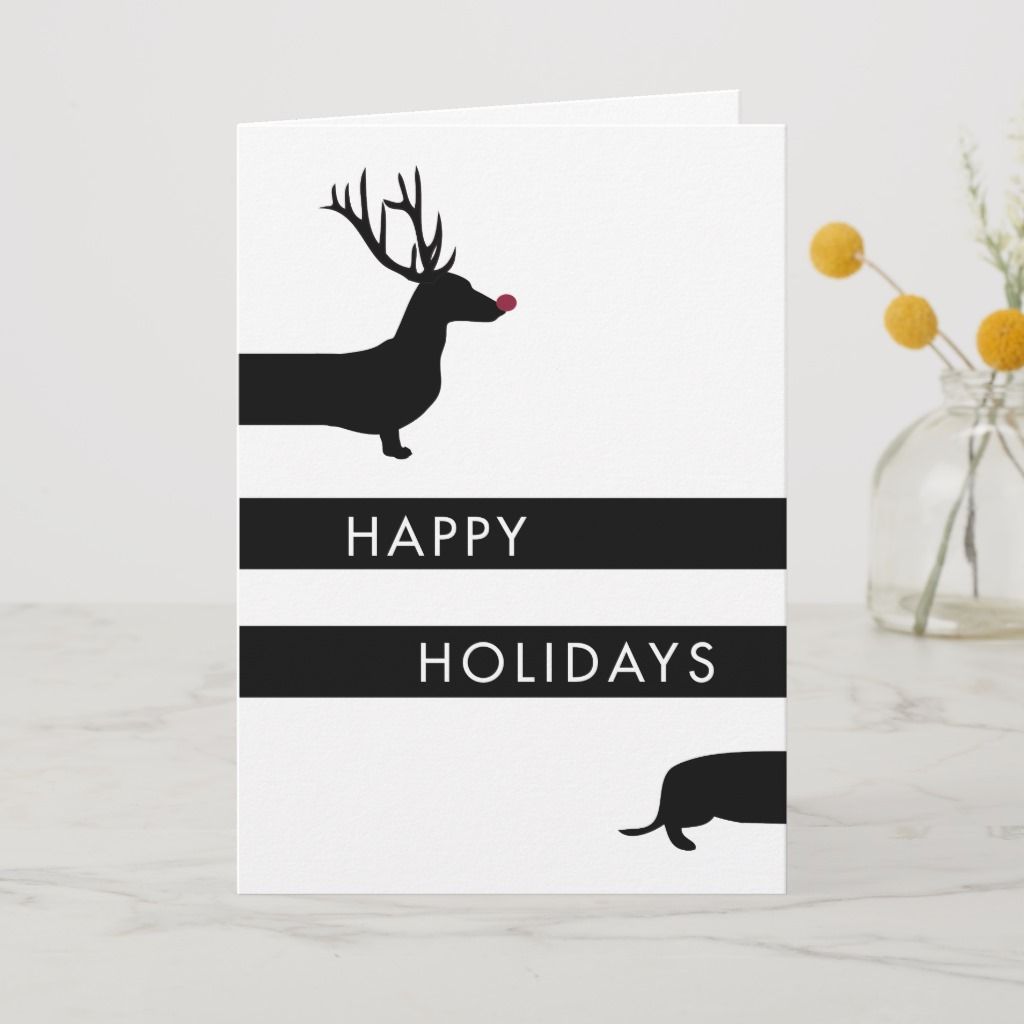 Funny Dachshund with antlers Happy Holidays Holiday Card -   19 happy holiday Funny ideas